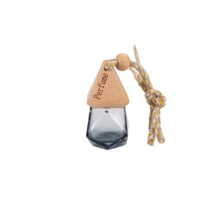 Custom Colored 8ml Diamond Glass Hanging Car Diffuser Bottle Empty Car Perfume Bottle Windshield Liquid Essential Oil Car