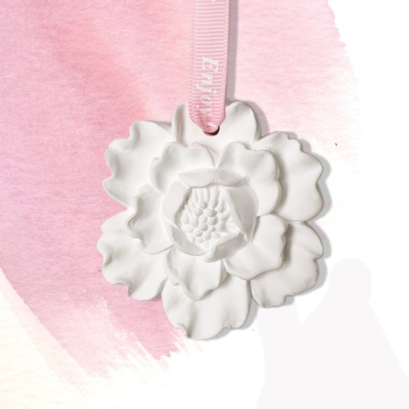 Hanging Scented Ceramic Peony Flower Shaped Plaster Aromatherapy Essential Oil Diffuser Car Aroma Wardrobe Air Freshener
