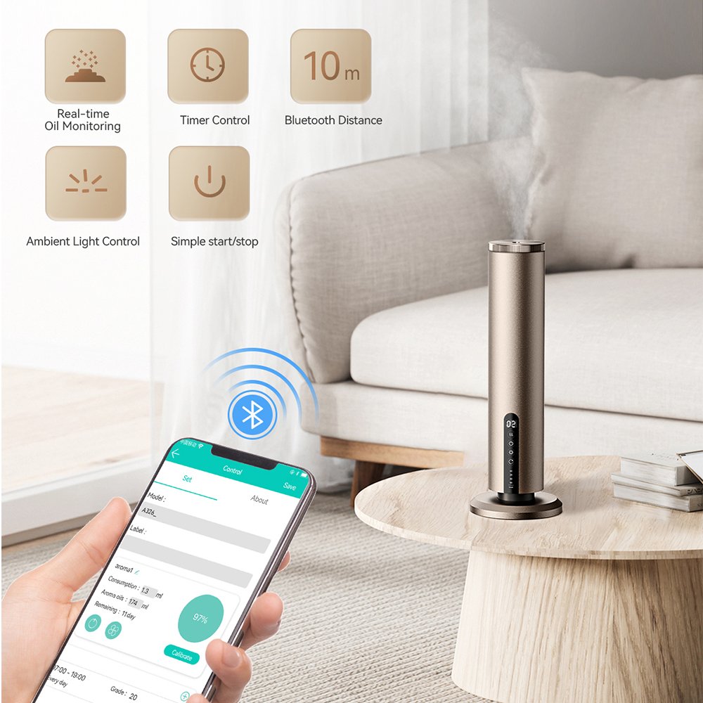 SCENTA Wholesale Air Freshener Waterless Scent Essential Oil Diffuser for Home,Electric Room Aroma Diffuser with Ambient Light