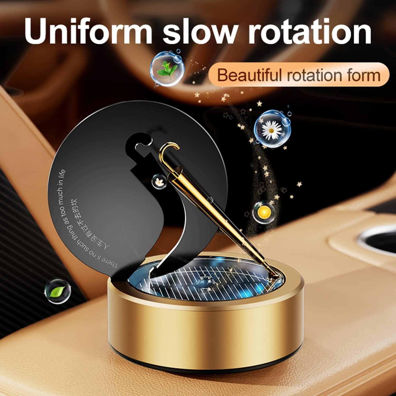 Rotating small gold umbrella car ornaments solar car interior fragrance decoration long-lasting fragrance car aromatherapy