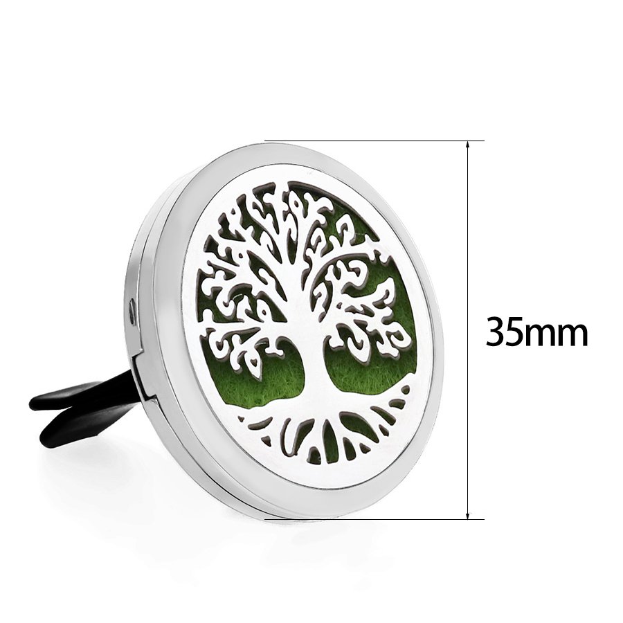 Car Accessory Life Of Tree 35mm Car Fragrance Vent Clip Air Freshener Aromatherapy Essential Oil Diffuser Stainless Steel Locket