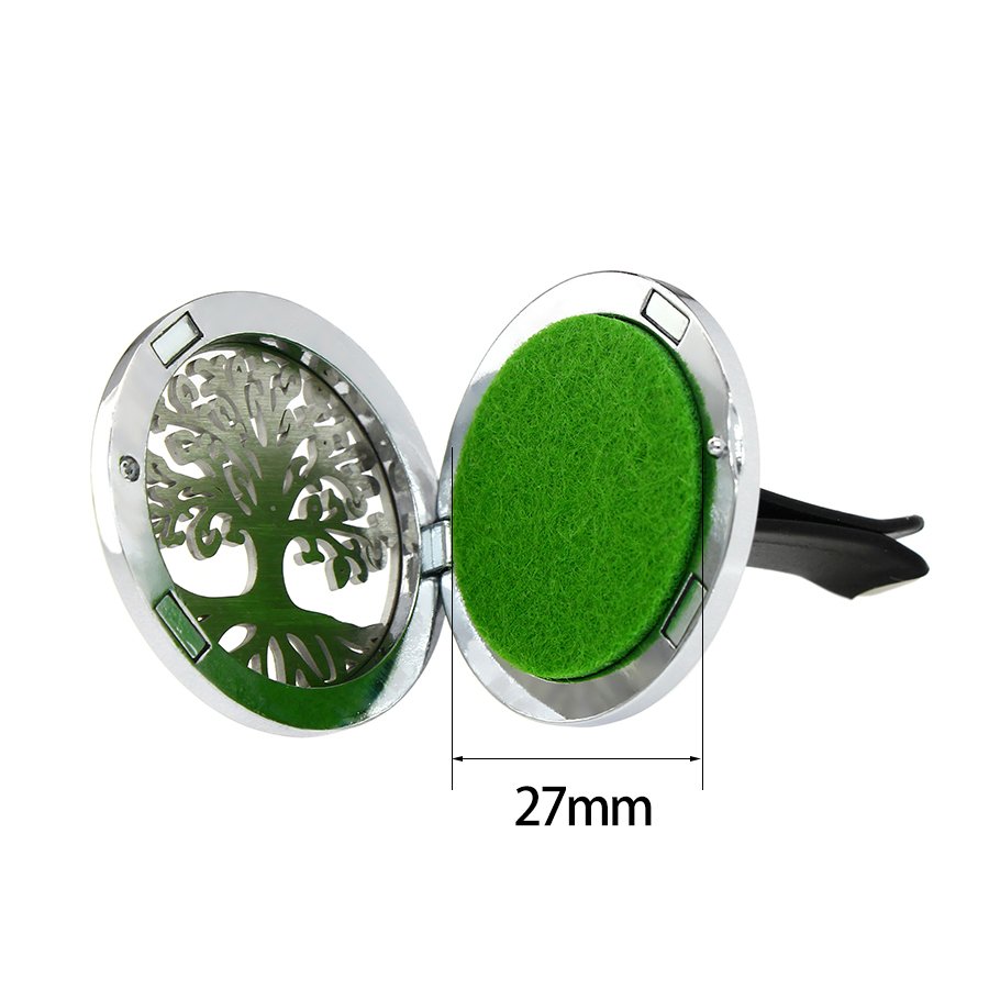 Car Accessory Life Of Tree 35mm Car Fragrance Vent Clip Air Freshener Aromatherapy Essential Oil Diffuser Stainless Steel Locket