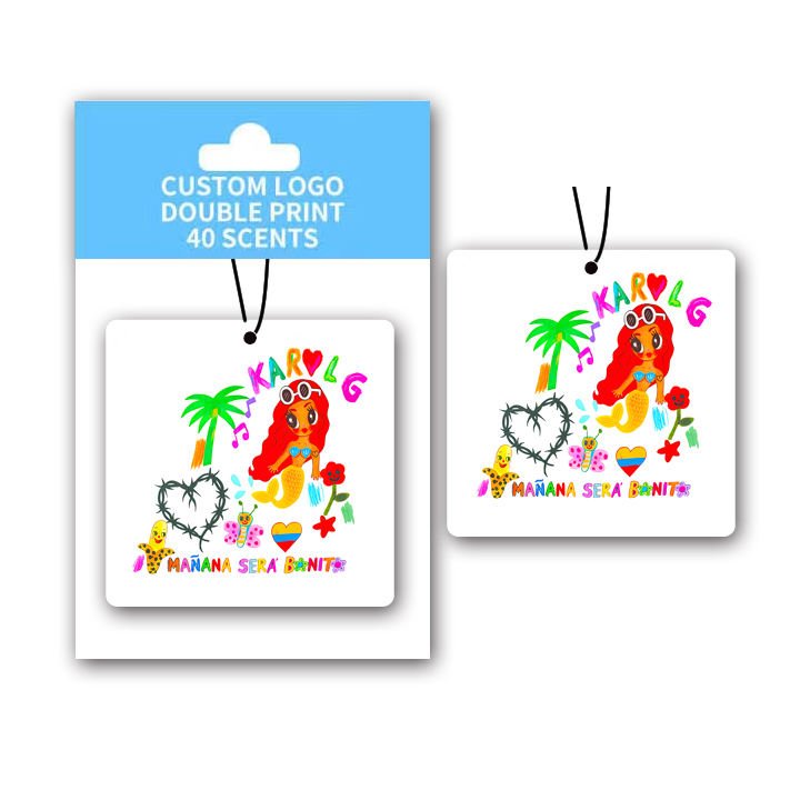 2023 hot selling New Design cartoon Karol G Manana Anime Luxury long lasting scent hanging paper Custom Logo Car air Freshener