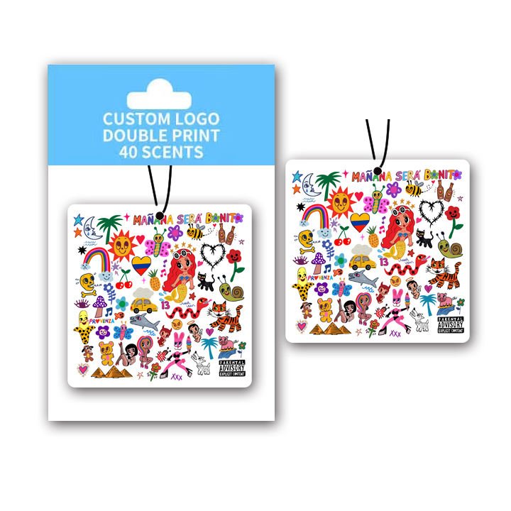 2023 hot selling New Design cartoon Karol G Manana Anime Luxury long lasting scent hanging paper Custom Logo Car air Freshener