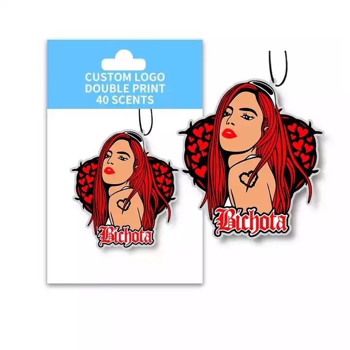 2023 hot selling New Design cartoon Karol G Manana Anime Luxury long lasting scent hanging paper Custom Logo Car air Freshener