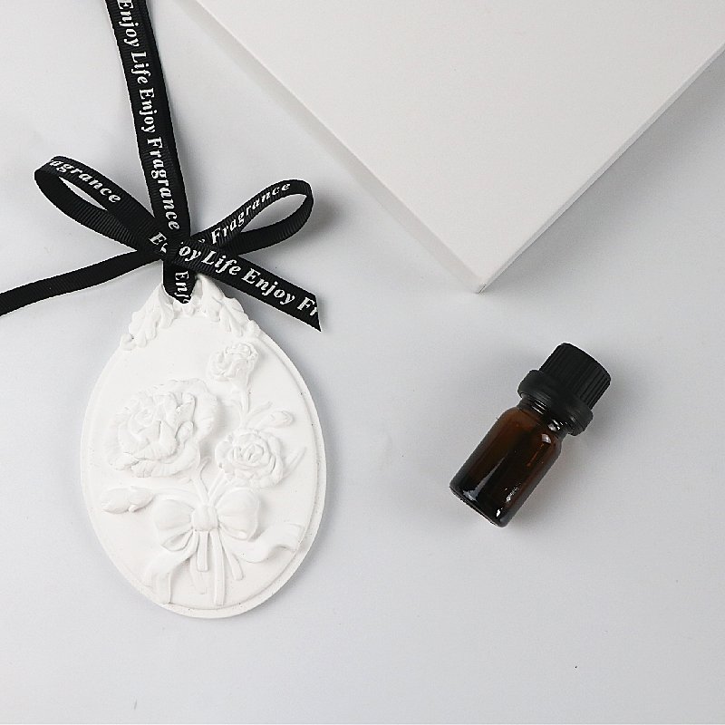 Wholesale Factory Car Hanging Wardrobe Air Freshener Scented Ceramic Rose Flower Aroma Home Fragrance Essential Oil Diffuser