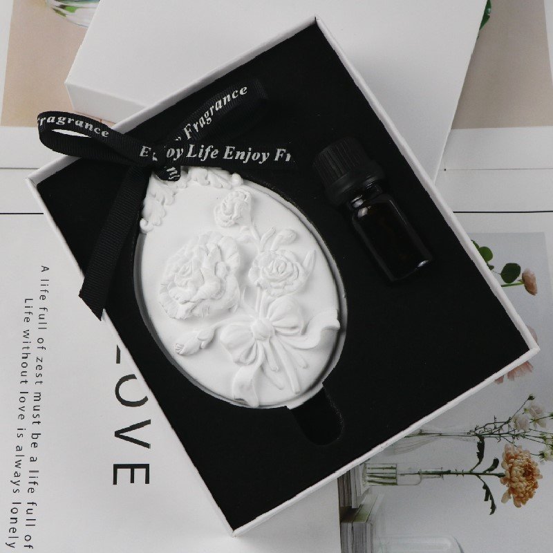 Wholesale Factory Car Hanging Wardrobe Air Freshener Scented Ceramic Rose Flower Aroma Home Fragrance Essential Oil Diffuser