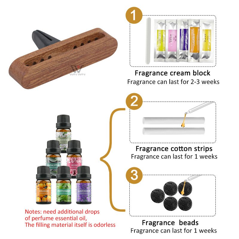 Wooden Metal Luxury Car Accessories Fragrance Custom Refillable Diffuser Perfume Car Air Freshener