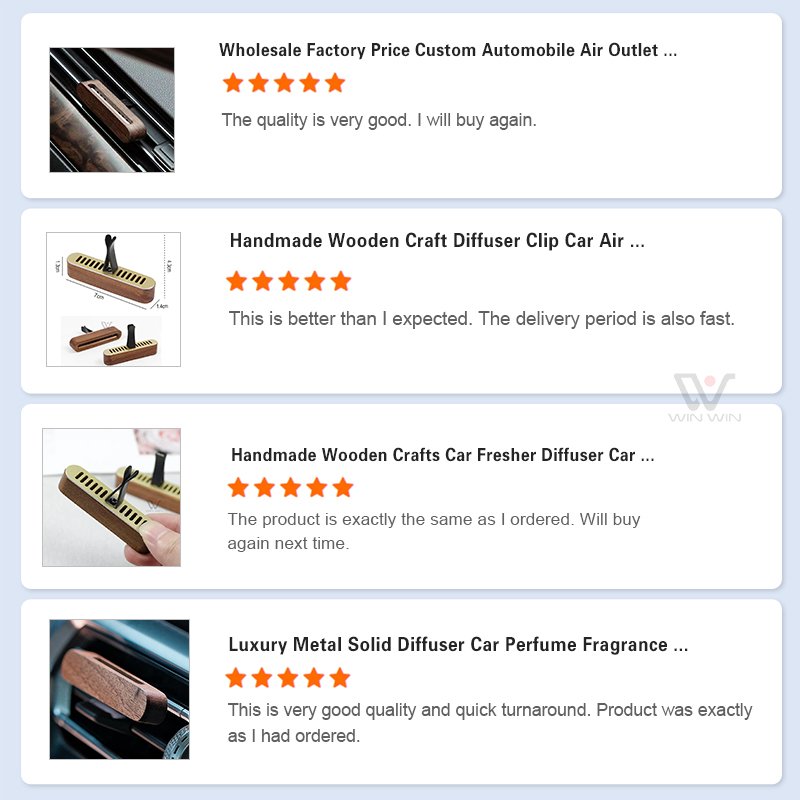 Wooden Metal Luxury Car Accessories Fragrance Custom Refillable Diffuser Perfume Car Air Freshener