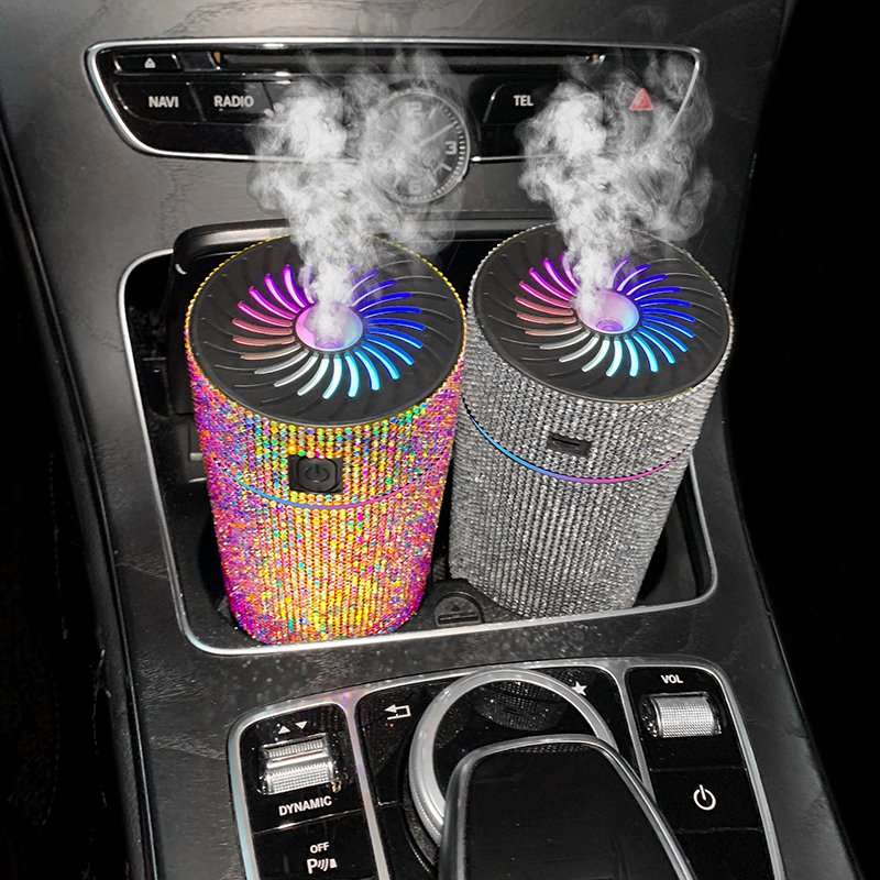 LED Light Car Diffuser Humidifier Luxury Diamond Auto Air Purifier Aromatherapy Diffuser Air Freshener Car interior Accessories