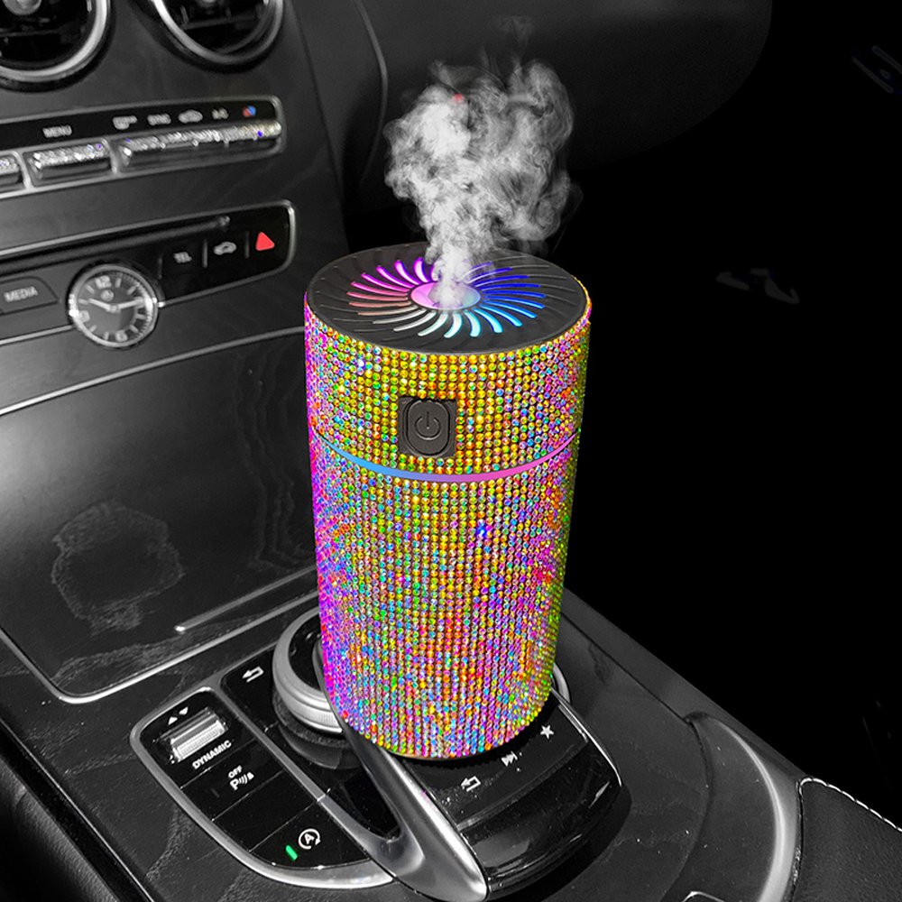LED Light Car Diffuser Humidifier Luxury Diamond Auto Air Purifier Aromatherapy Diffuser Air Freshener Car interior Accessories