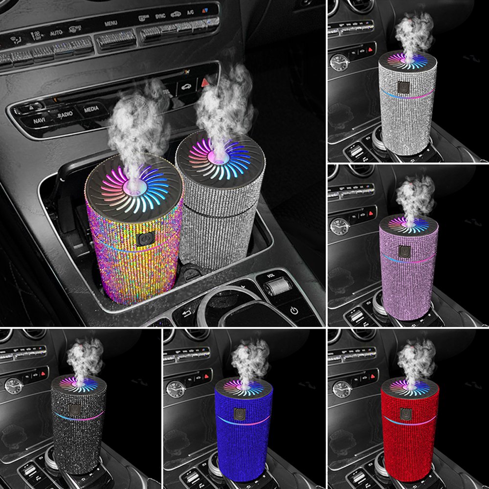 LED Light Car Diffuser Humidifier Luxury Diamond Auto Air Purifier Aromatherapy Diffuser Air Freshener Car interior Accessories