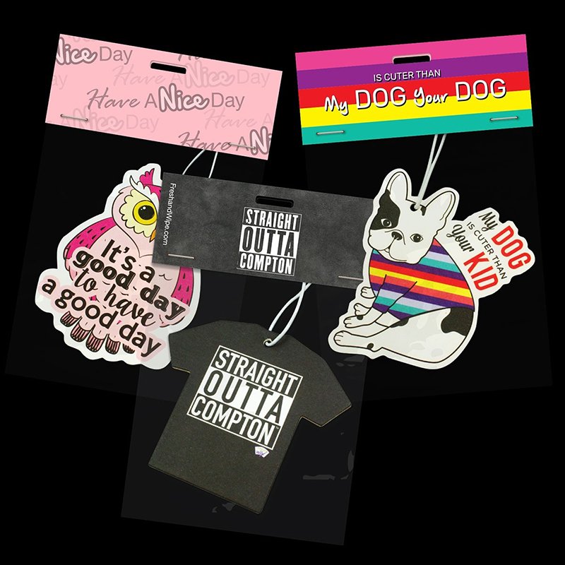 All Scents Promotional Die Cut Funny Refresh Paper Tag Hanging car Aroma Air Freshener
