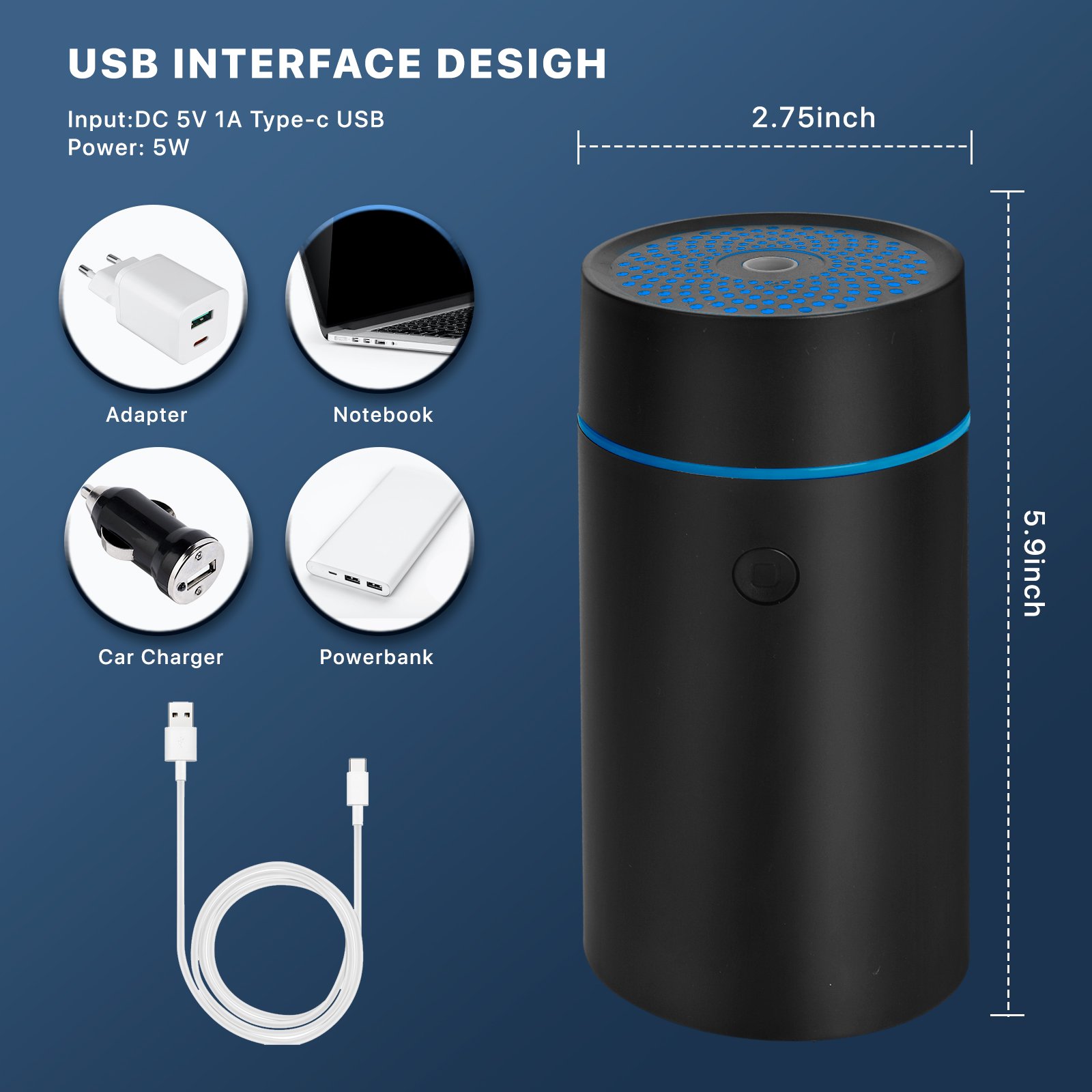 Multifunctional Air Freshener Electronic Customized Aromatherapy type-c auto perfume oil Home Car Essential oil aroma diffuser