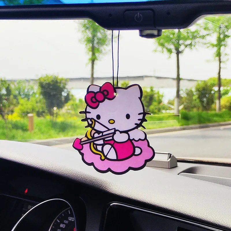 2Pcs Kawaii Sanrioed Car Air Freshener Natural Scented Paper Auto Hanging Kuromi Melody Shape Ornaments Home Wardrobe Deodorizer
