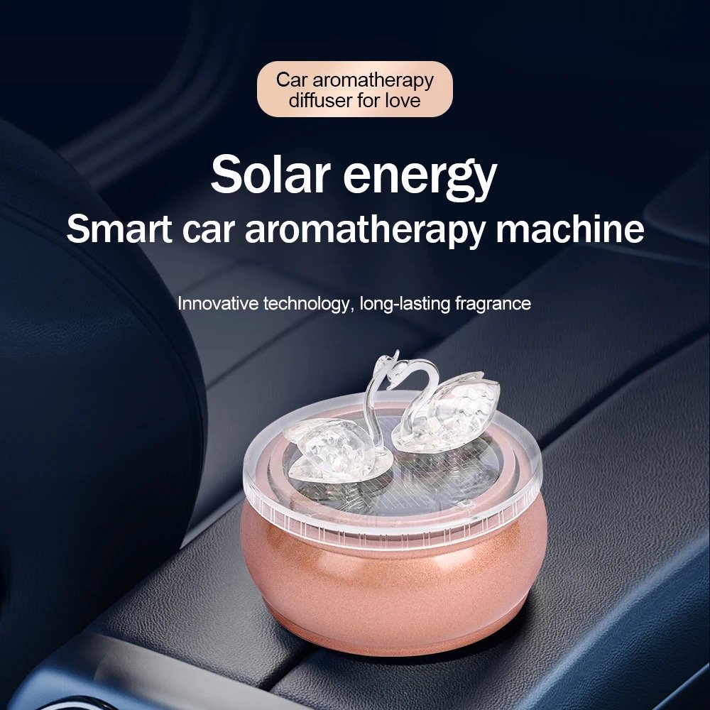 original design Beautiful swan solar rotating car decoration car aromatherapy for car
