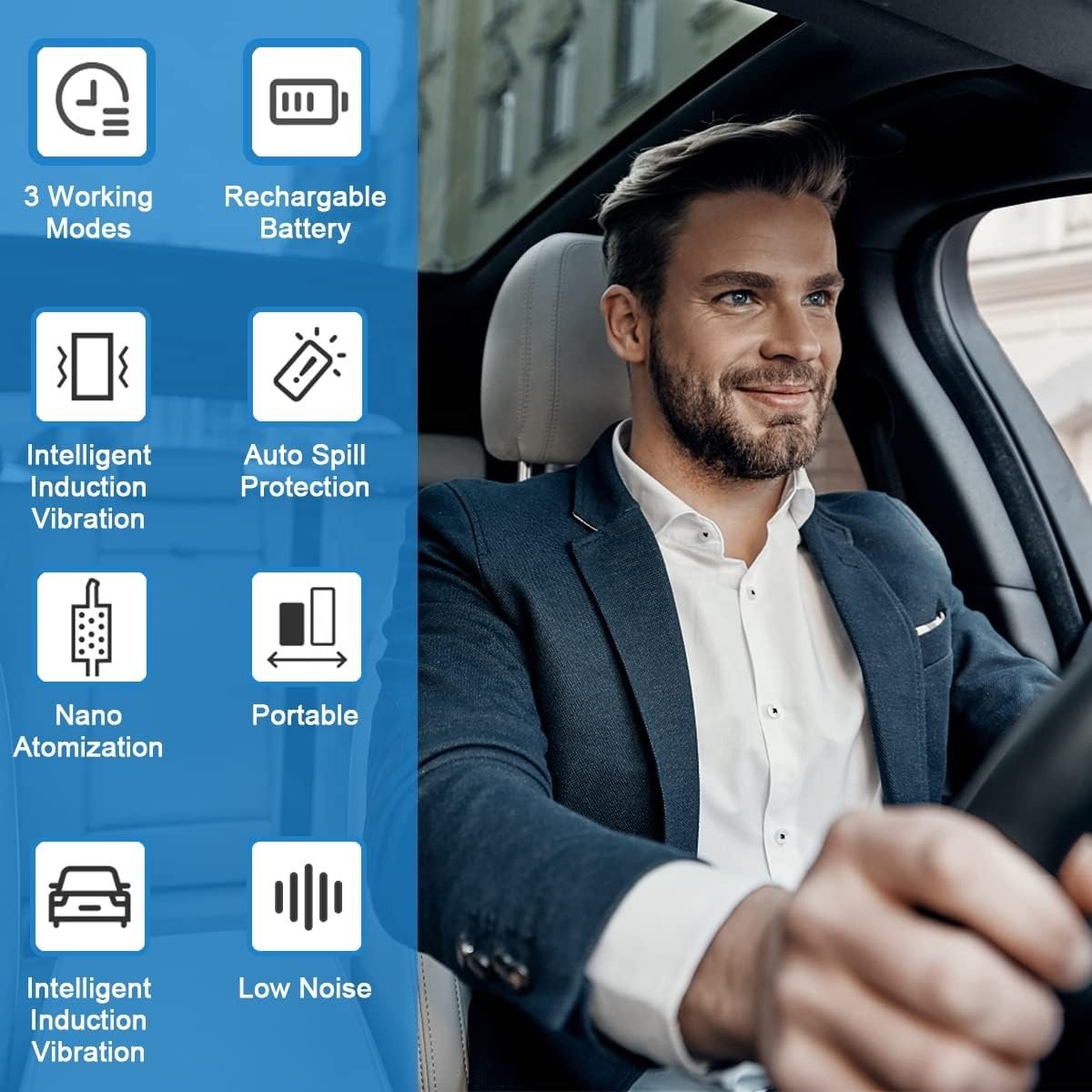 Cordless Portable USB Rechargeable Scent Diffuser Essential Oil Diffuser Aroma Nebulizing Diffuser 30ml Car Air Fresheners