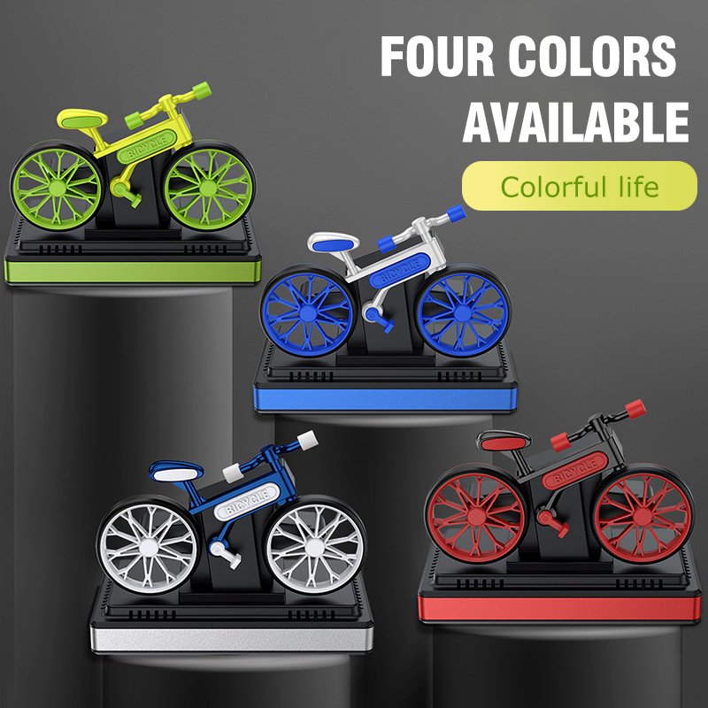 Cool Bicycle Design Solar Rotating Car Air Freshener Creative Car Perfume Aromatherapy Decoration Solid Cologne Boxed Purifier