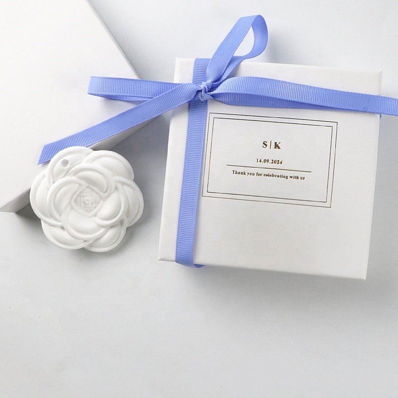 Customized Wedding Gift Home Air Freshener Flower Shape Scented Ceramic Stone Hanging Car Fragrance Decoration