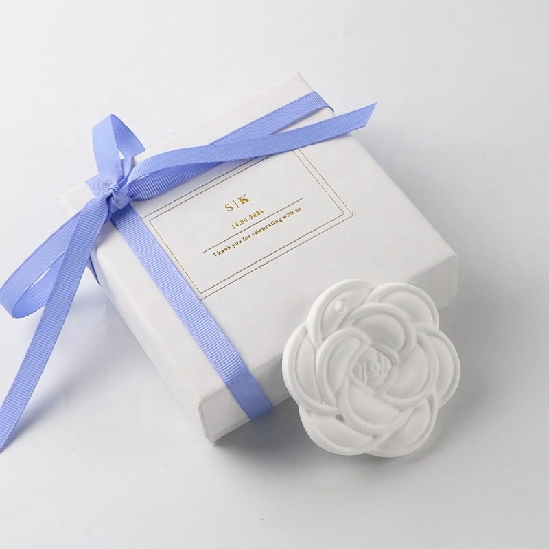 Customized Wedding Gift Home Air Freshener Flower Shape Scented Ceramic Stone Hanging Car Fragrance Decoration
