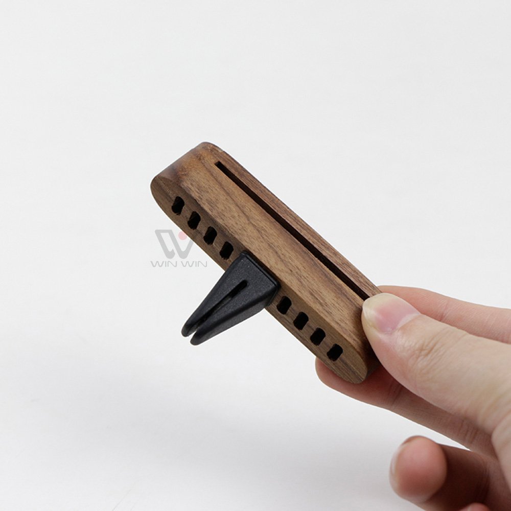 Customized Logo Liquid Membrane Luxury Car Air Freshener Black Walnut Wood Perfume Car Diffuser Vent Clip