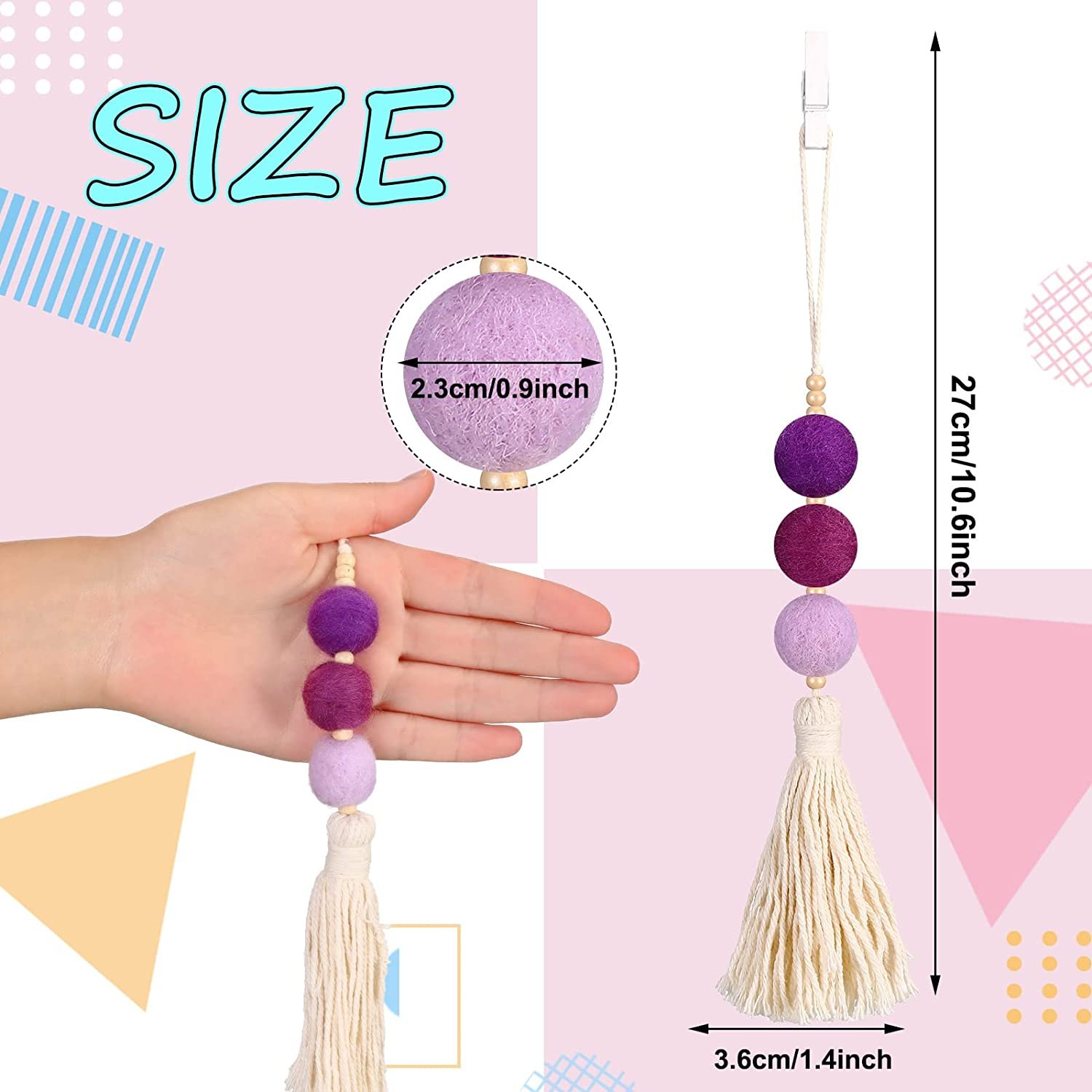 Aromausible car pendant Handmade flow wood bead felt ball perfume diffusing fragrance air freshener car perfume