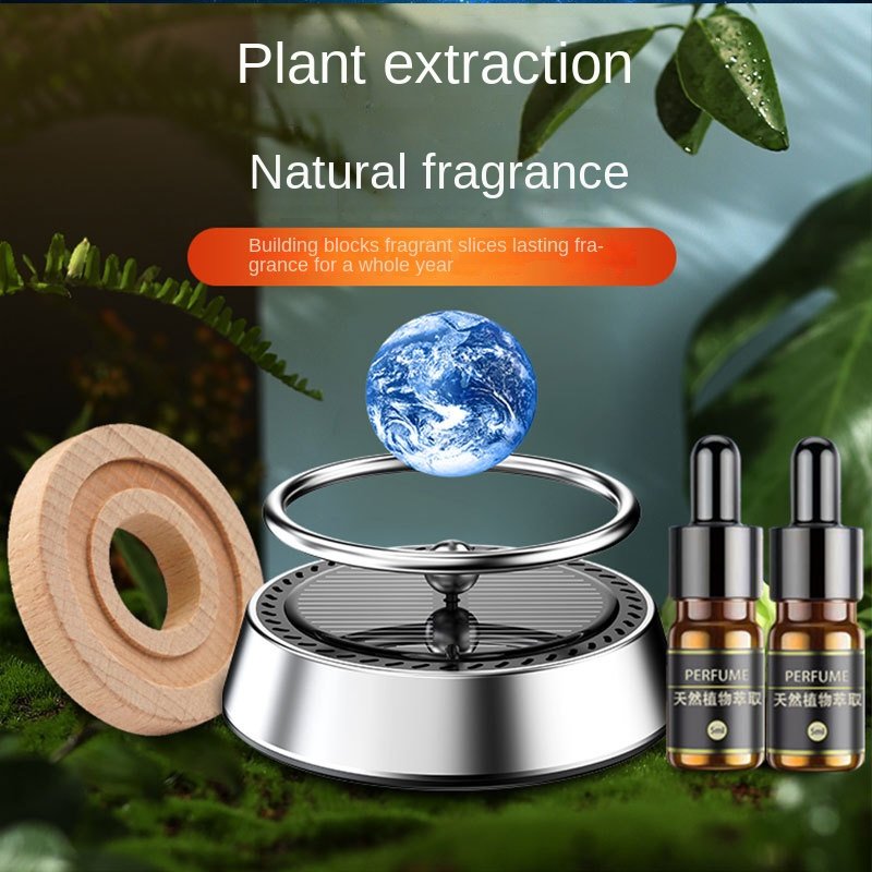 Floating Planet Car Freshener Aroma Light Sense Rotating Center Console Car Perfume Ornaments Metal Solar Car Fragrance