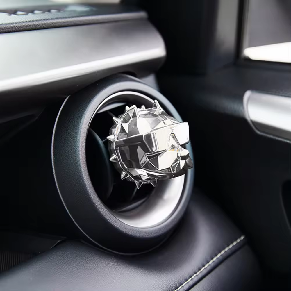 High quality car air outlet air freshener vent clip car aromatherapy American dog head diffuser car perfume