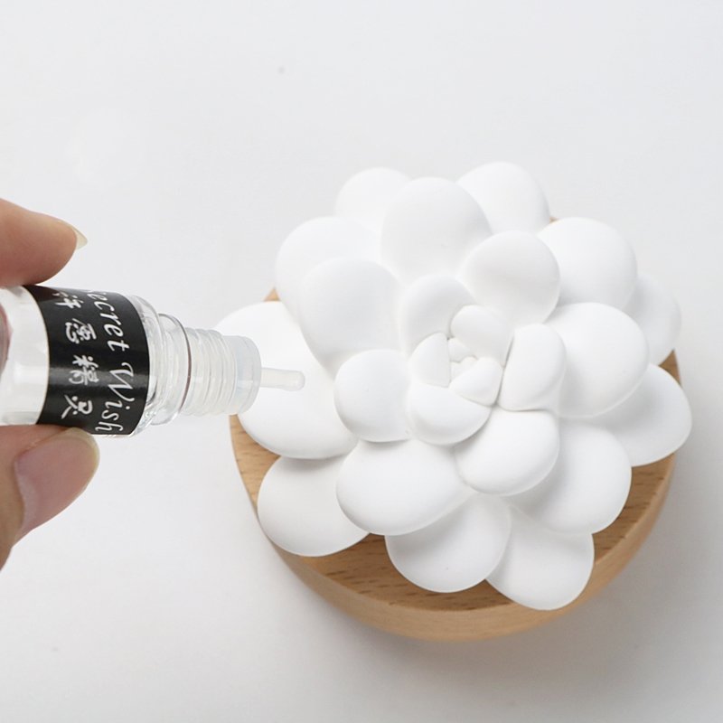 Factory Direct Wholesale Stocked Home Desktop Decoration Air Freshener Wood Ceramic Flower Essential Oil Fragrance Diffuser
