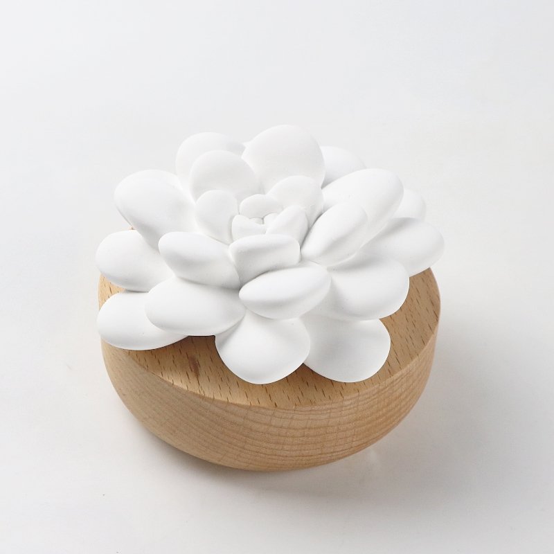Factory Direct Wholesale Stocked Home Desktop Decoration Air Freshener Wood Ceramic Flower Essential Oil Fragrance Diffuser