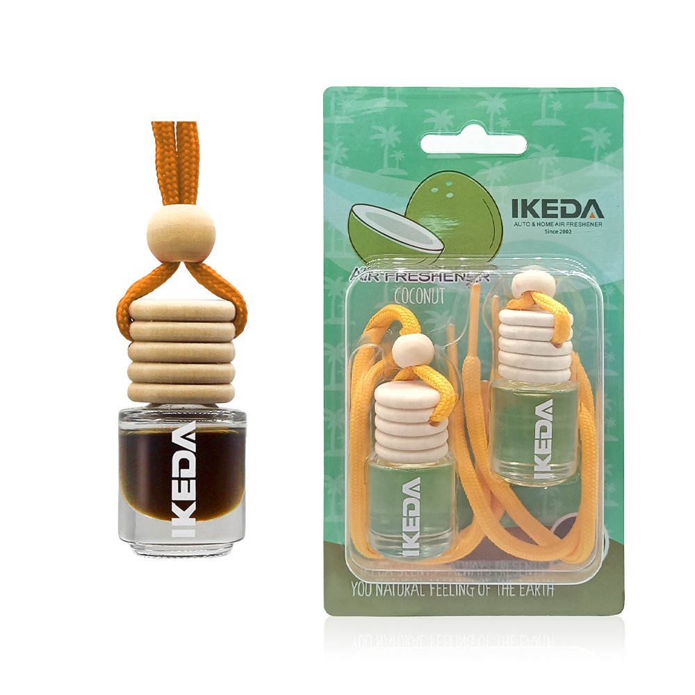 Air hanging car air freshener camellia glass bottle cup design for hanging cassette auto car freshener