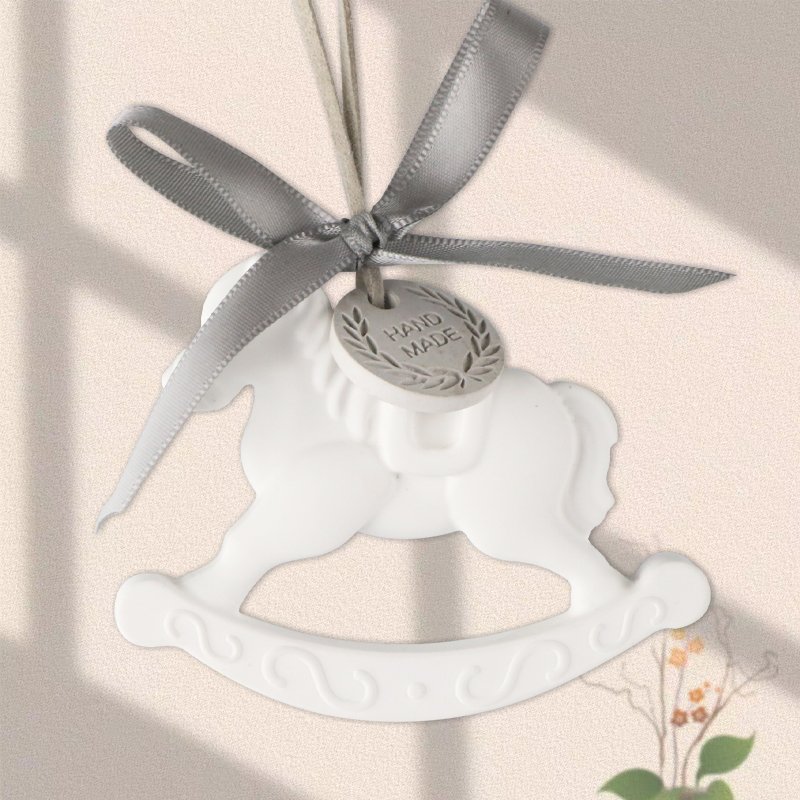FinRu Grey Horse Hanging Car Wardrobe Air Freshener Scented Ceramic Aroma Plaster Fragrance Porcelain Essential Oil Diffuser