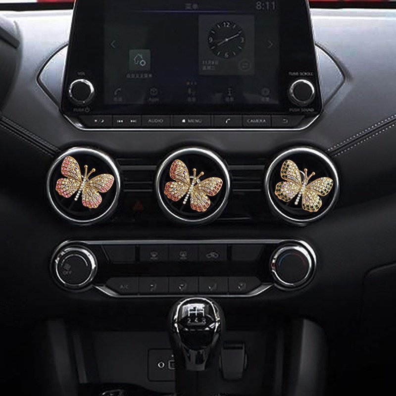 New Butterfly Rhinestone Car Air Freshener Vent Clip Charms Crystal Bling Car Accessories