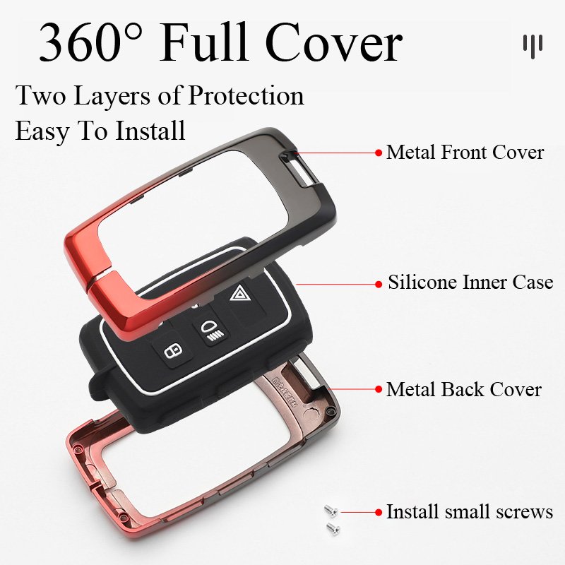 Zinc Alloy+Silicone Car Key Case for Range Rover Evoque Velar Sport Discovery Freelander 2 LR4 Land Rover Sport 5 Buttons Remote