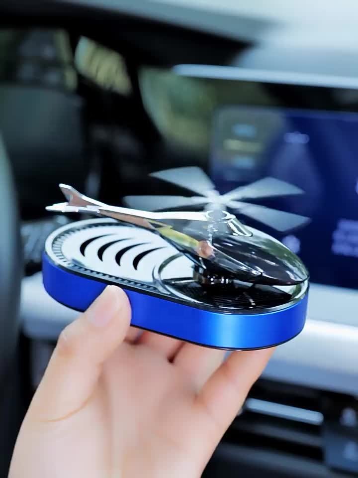 New Design Metal Solar Helicopter Luxury Car Ornament Light Fragrance Car Air Freshener