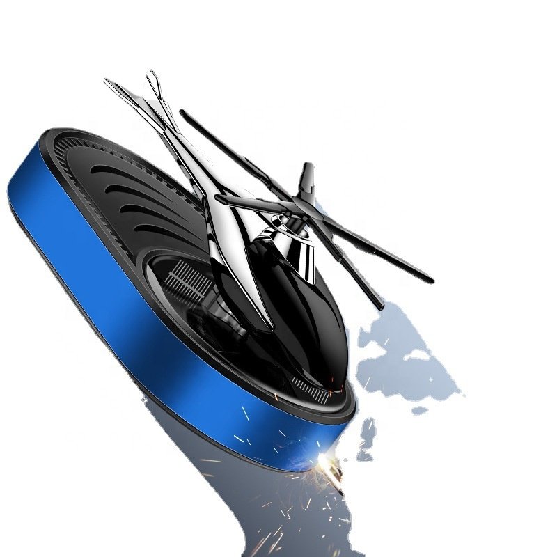 New Design Metal Solar Helicopter Luxury Car Ornament Light Fragrance Car Air Freshener
