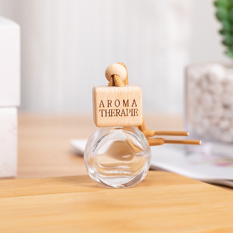 Hot sell glass bottle car freshener hanging customized car scent fragrance glass bottle air freshener wooden air freshener