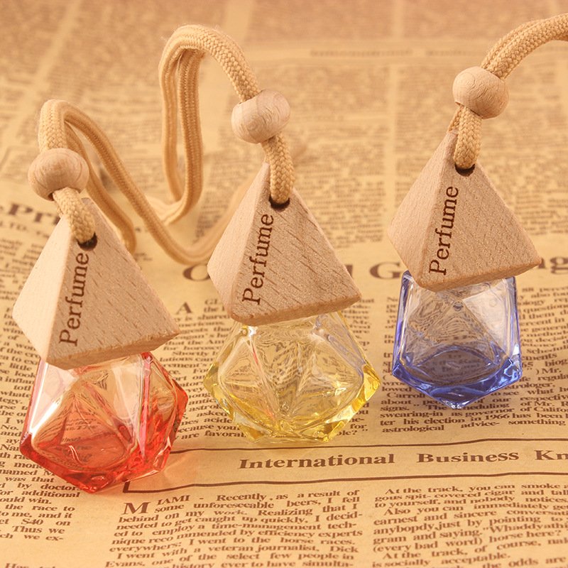 Hot sell glass bottle car freshener hanging customized car scent fragrance glass bottle air freshener wooden air freshener