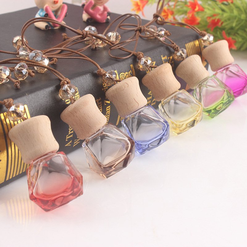 Hot sell glass bottle car freshener hanging customized car scent fragrance glass bottle air freshener wooden air freshener