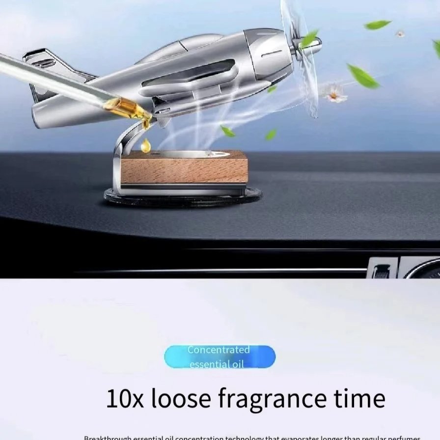 New zinc alloy solar aircraft turntable automatically diffuses car fragrance without motor