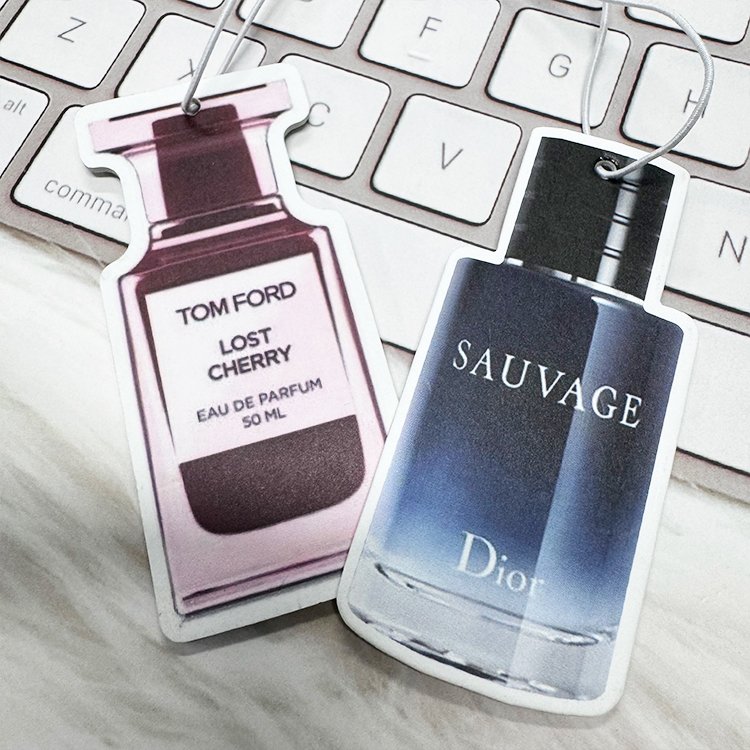Personalized air freshener custom brand perfume bottle designs car hanging paper custom car air freshener