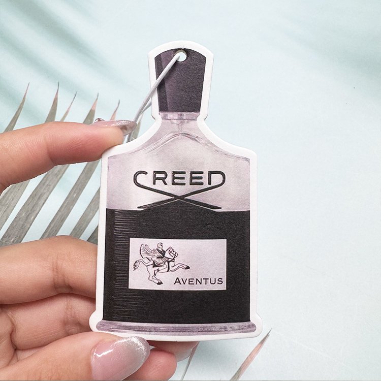 Personalized air freshener custom brand perfume bottle designs car hanging paper custom car air freshener
