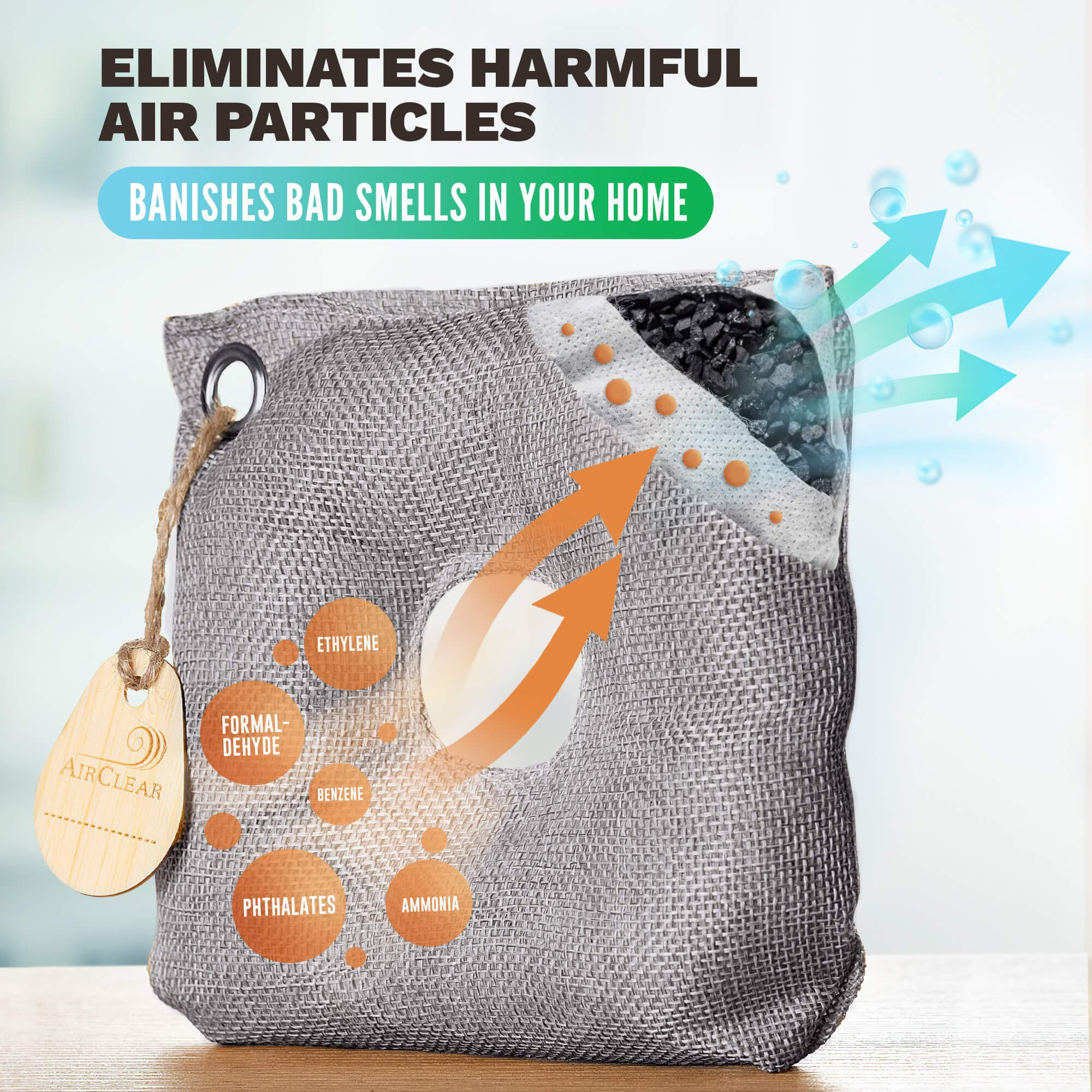 LEGREEN Odor Absorber Charcoal Bags For Odor Mold Elimination Bamboo Charcoal Air Purifying Bags