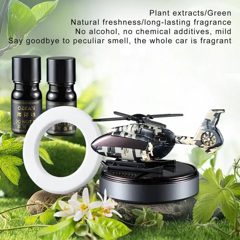 2024 New mounted automatic perfume aircraft aromatherapy essential oil Car rotating solar helicopter air freshener