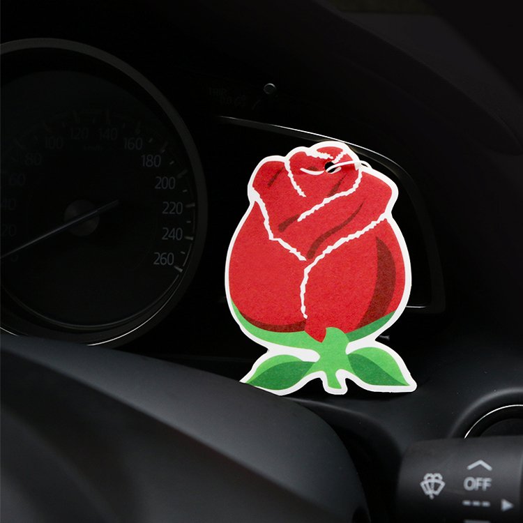 Cartoon Logo Rose Perfume Absorbent Discount Promotion Fruits Shape Paper Car Hanging Air Freshener for Home Fragrance