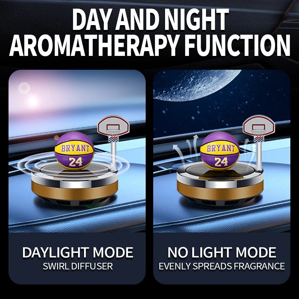 Creative solar basketball rotating car ornaments car interior center console aromatherapy rotating ornaments car perfume