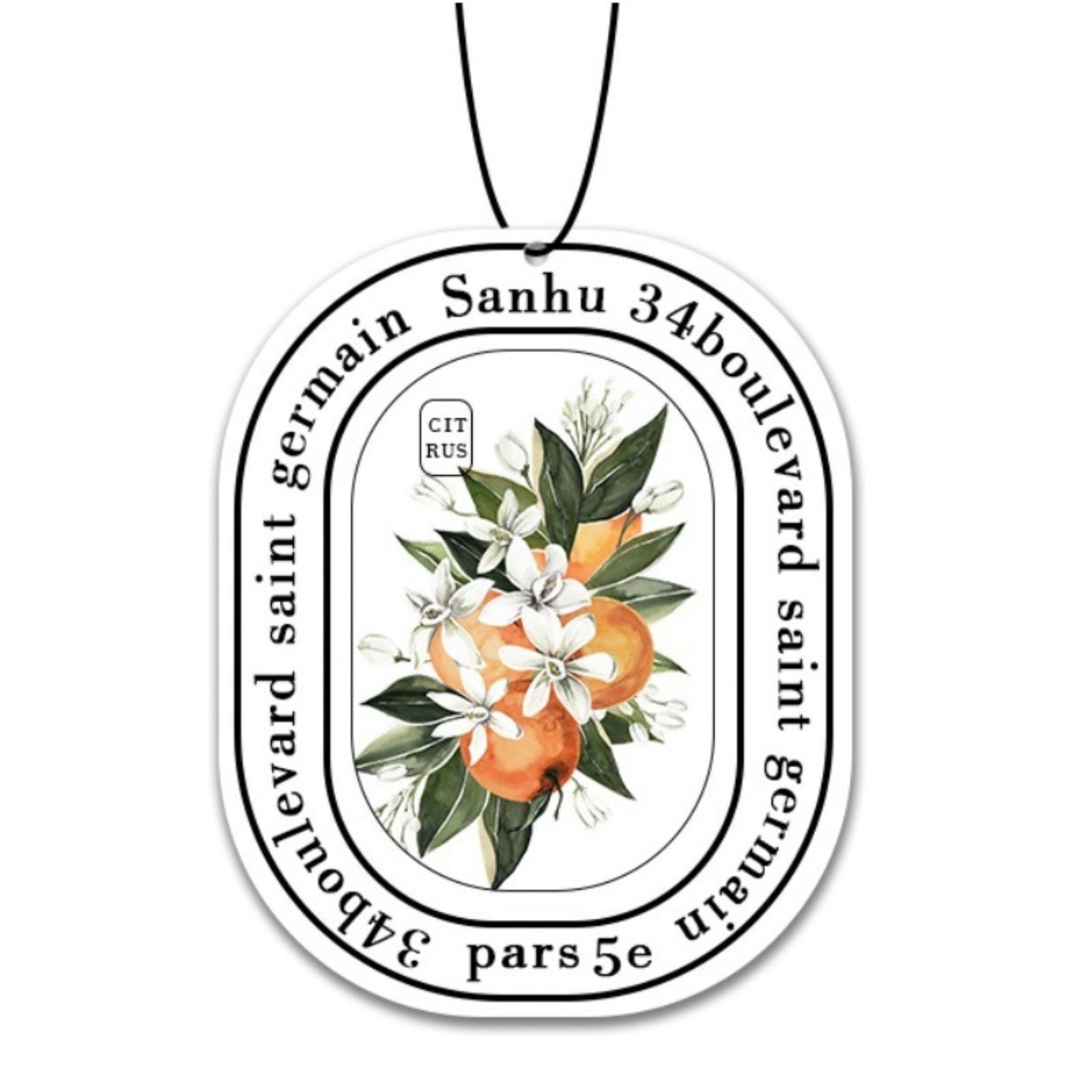 Car Fragrance Hanging Car Accessories Eco-friendly Flower Print Car Air Freshener Pendants Wooden for Safe Use Rose Jasmine