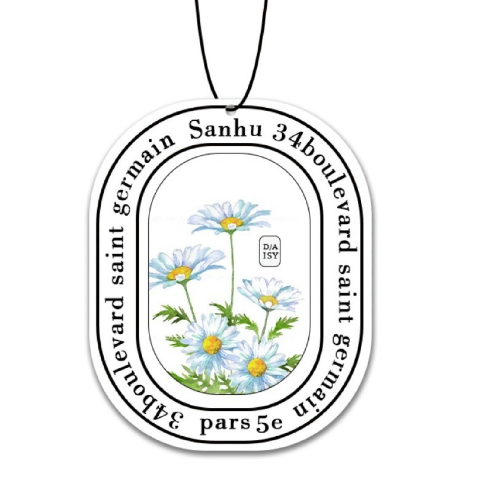 Car Fragrance Hanging Car Accessories Eco-friendly Flower Print Car Air Freshener Pendants Wooden for Safe Use Rose Jasmine