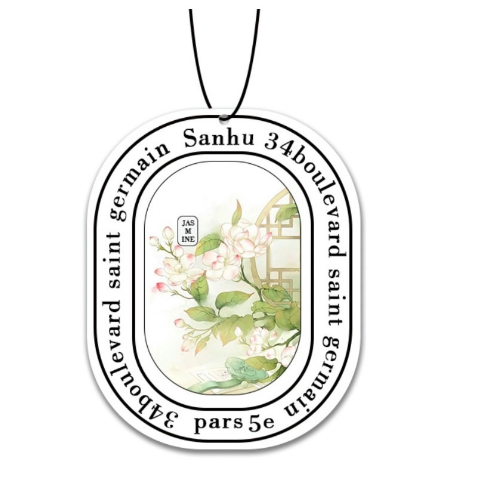 Car Fragrance Hanging Car Accessories Eco-friendly Flower Print Car Air Freshener Pendants Wooden for Safe Use Rose Jasmine