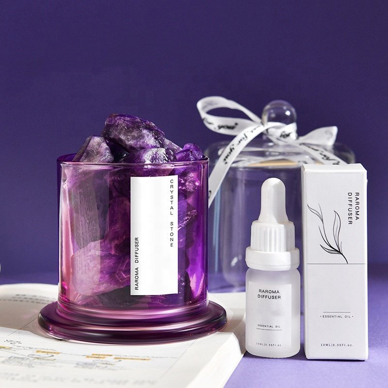 Colorful Glass Big Size Crystal Stone Aromatherapy Home Fragrance Essential Oil Glass Aroma Diffuser